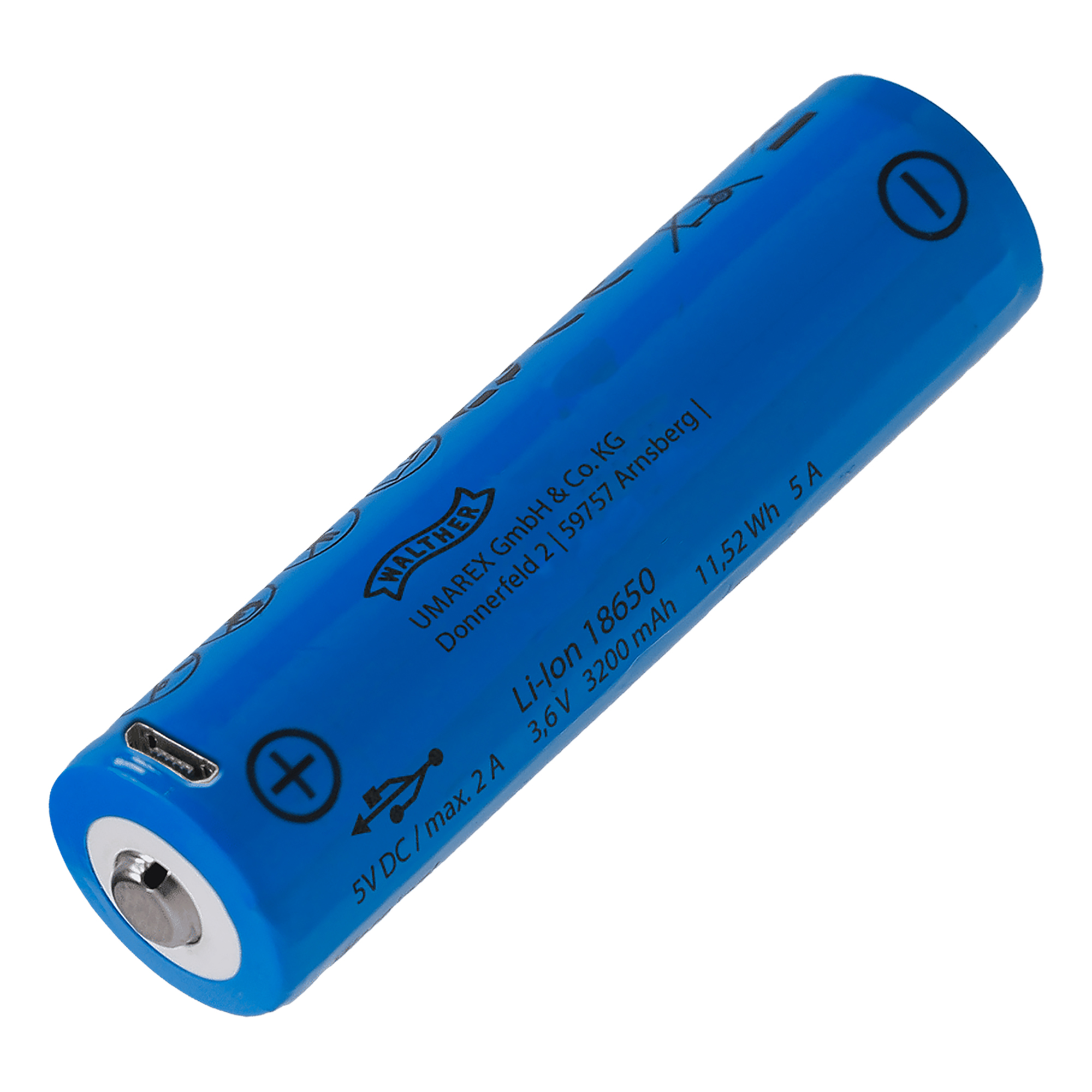 Akumulator Walther ICR (18650 3200 mAh 3,7 V) z ładowaniem USB