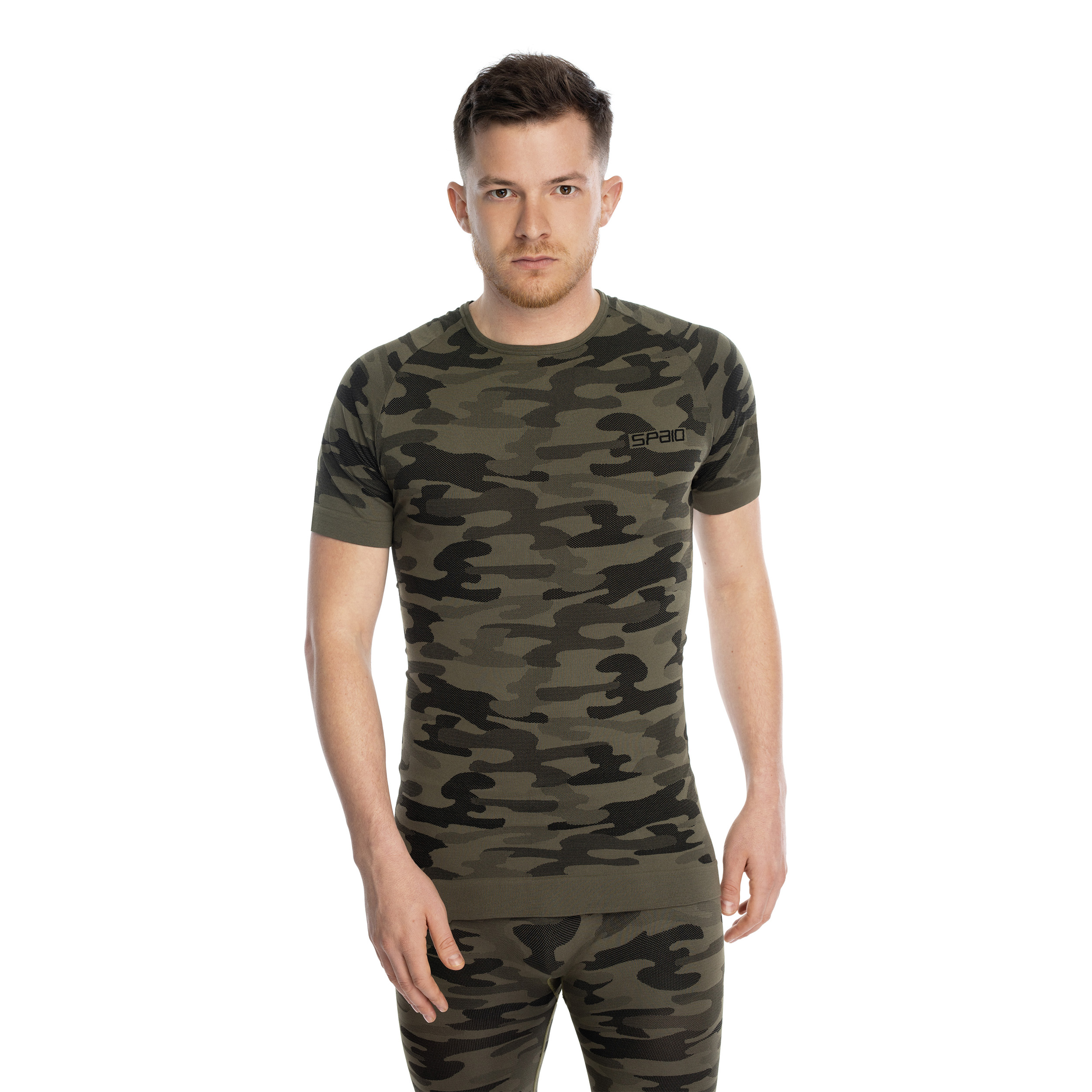 Koszulka męska Spaio Military krótki rękaw zielona