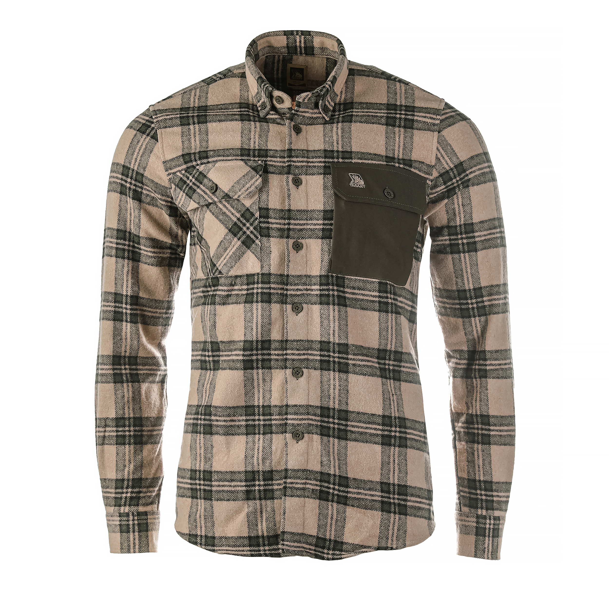 Koszula męska Tagart Alaska, flanelowa,  beżowa w zieloną kratę