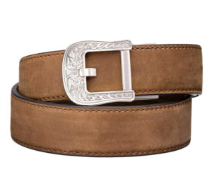 Pas Kore Essentials Rodeo Buckle Brown Buffalo Leather Gun Belt