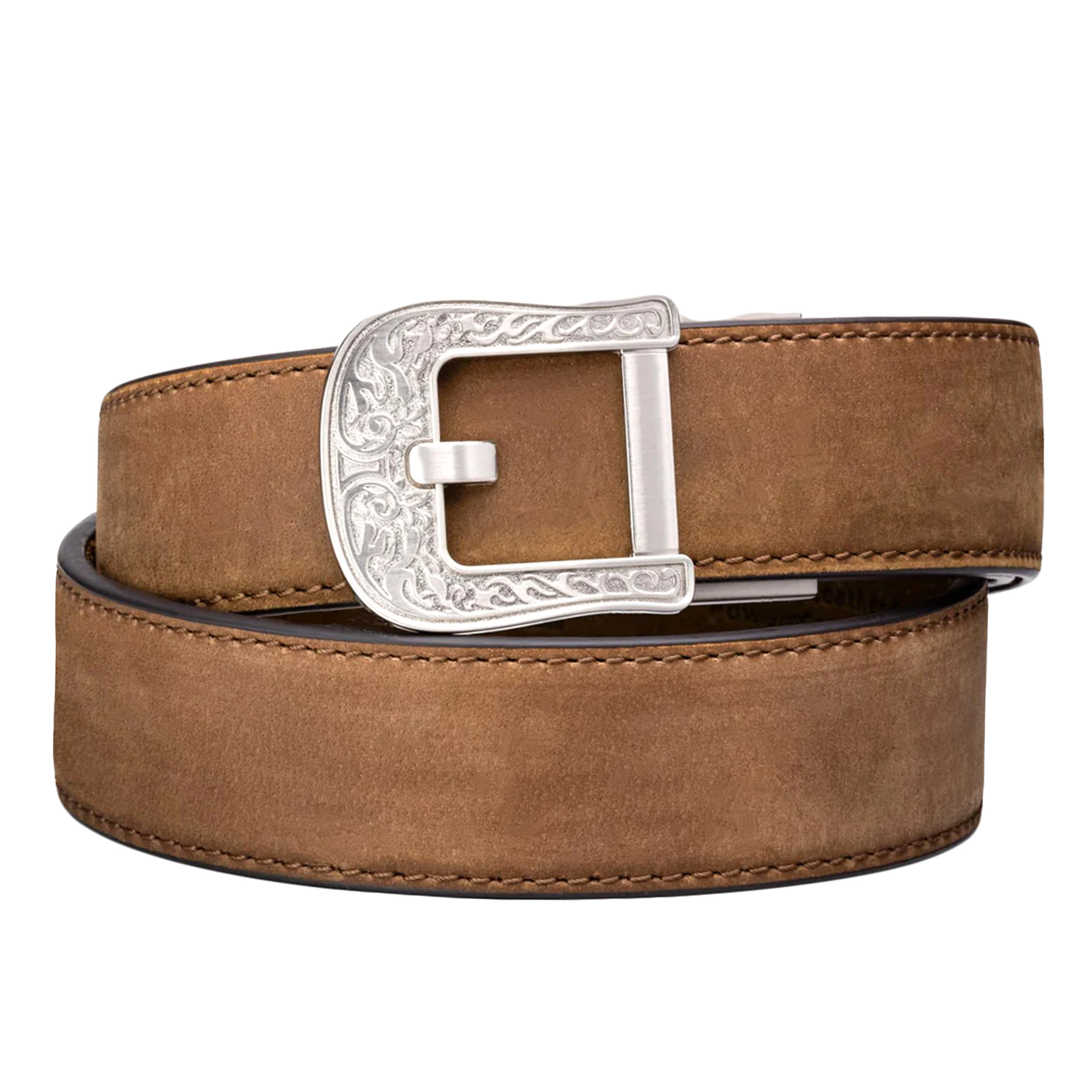 Pas Kore Essentials Rodeo Buckle Brown Buffalo Leather Gun Belt