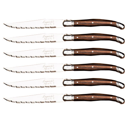 Nóż Laguiole do steków z stali nierdzewnej 6 sztuk w bloku drewnianym