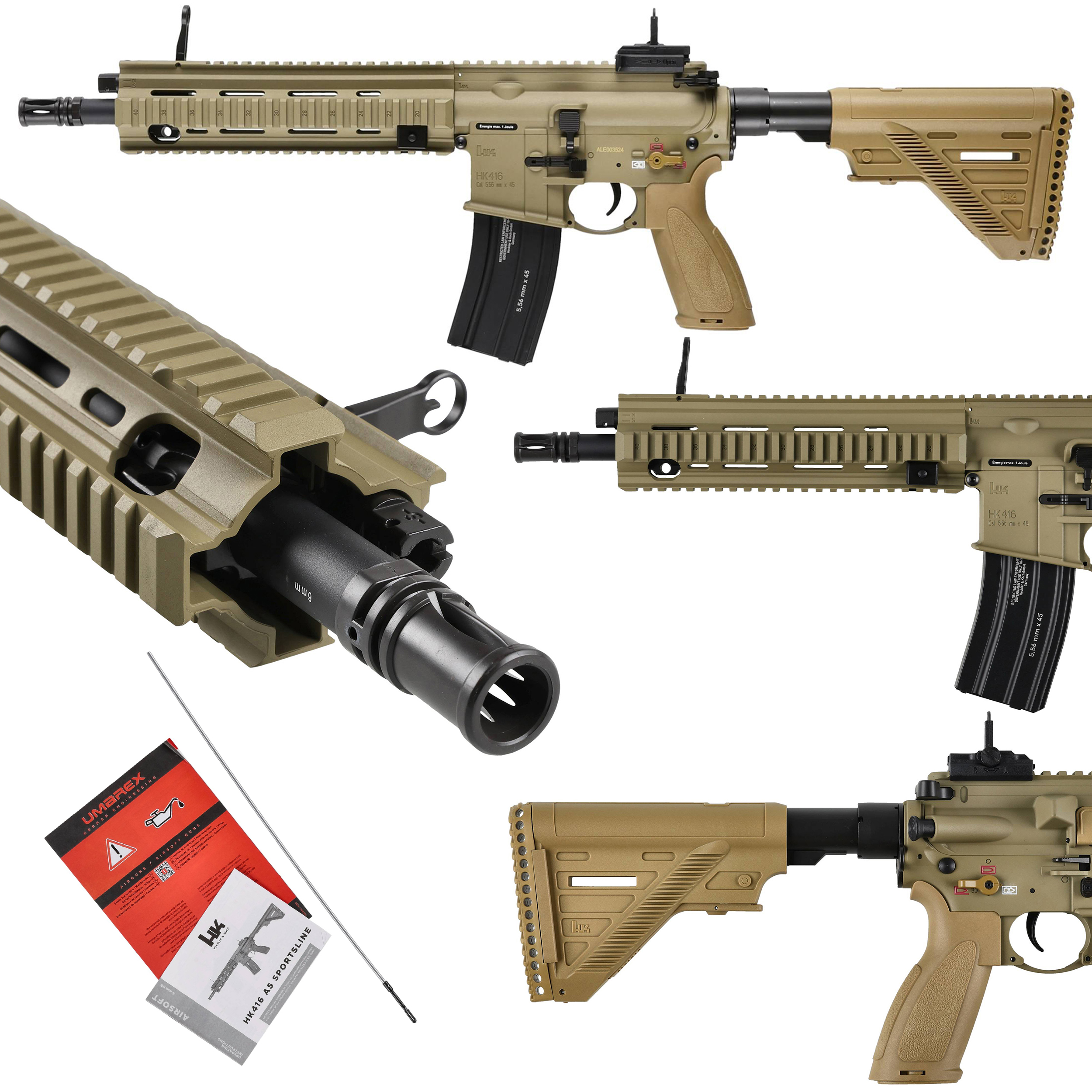 Replika karabinek ASG H&K Heckler&Koch HK416 A5 Sportsline 6 mm full-auto piaskowy