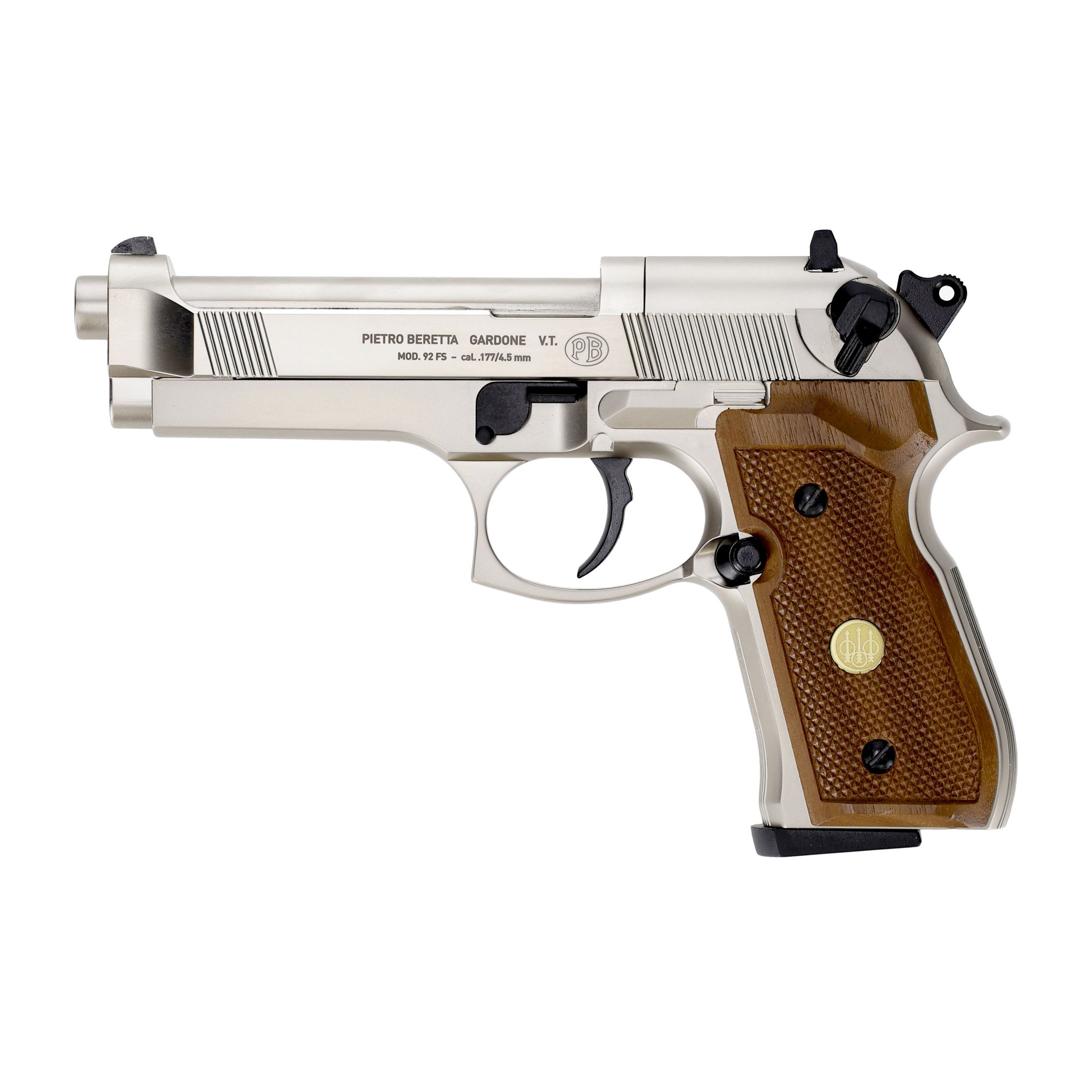Pistolet wiatrówka Beretta M92 FS nickel/wood 4,5 mm Diabolo CO2