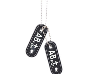 Nieśmiertelniki z grupą krwi z łańcuszkiem AB+