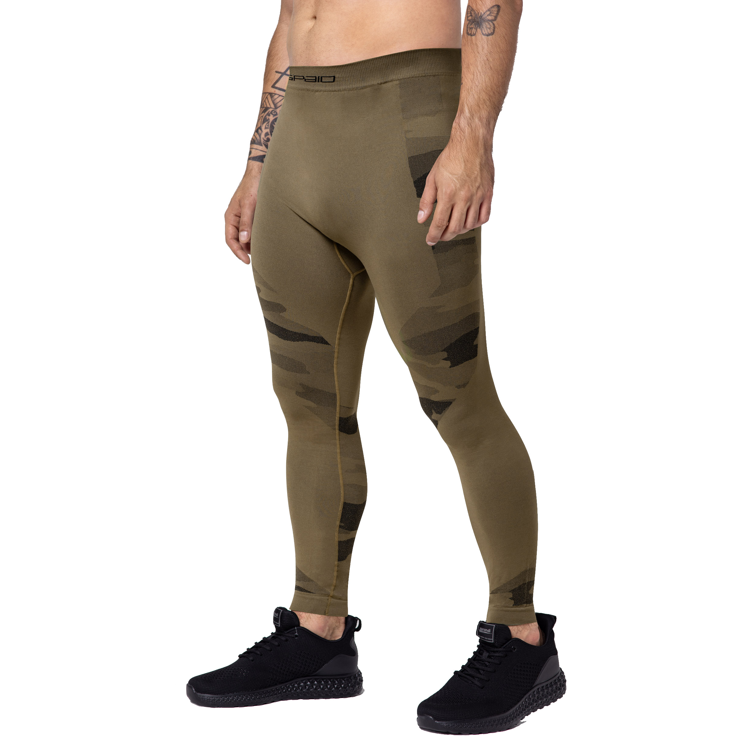 Legginsy męskie Spaio Military piaskowe zielone