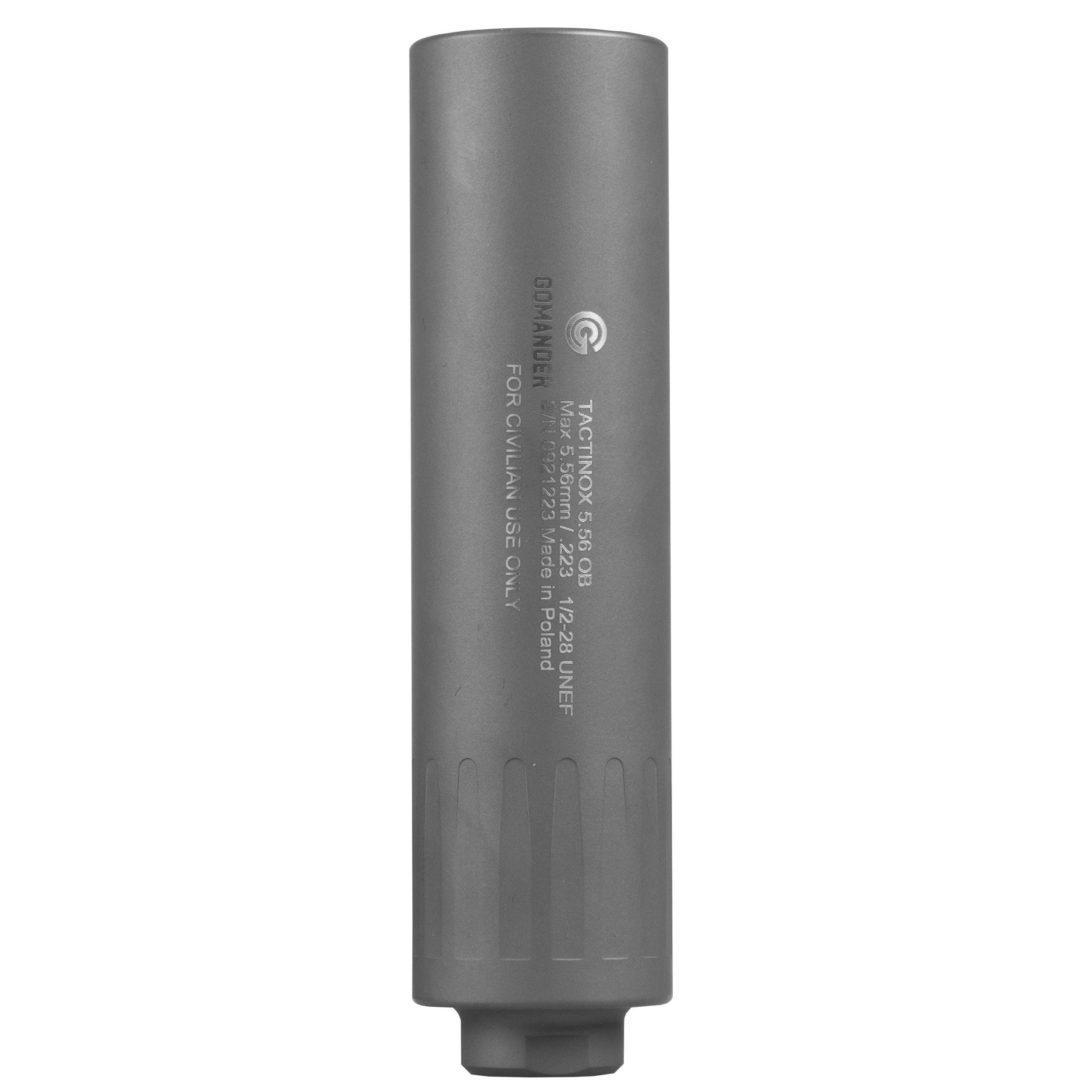 Tłumik do broni Gomander Tactinox 5,56 OB nasuwany 42 mm 1/2x28 stal nierdzewna szary