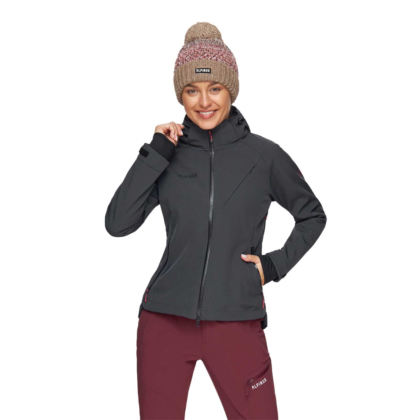 Kurtka damska Alpinus Softshell Minthi grafitowa