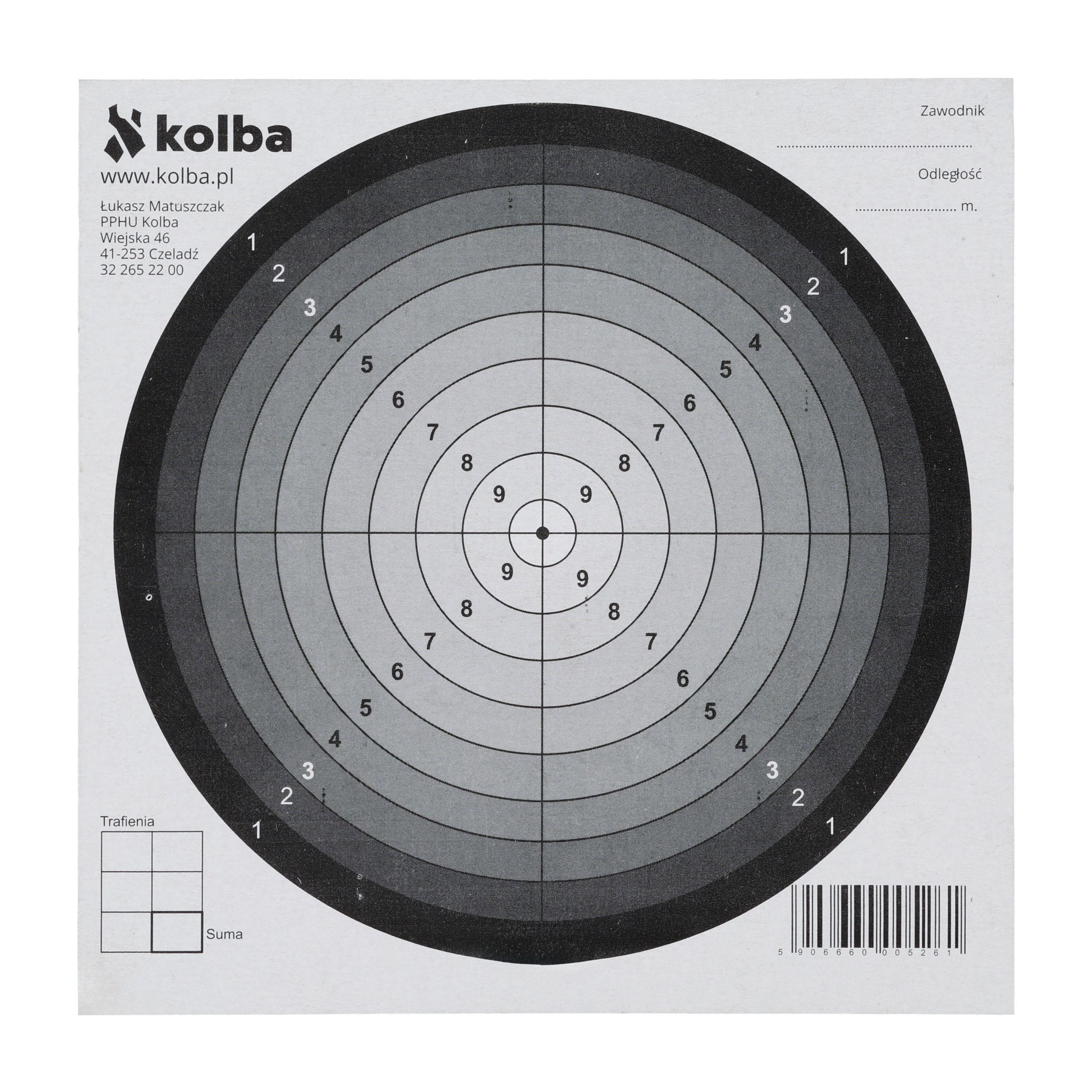 Tarcza strzelecka 14x14 cm biały środek 1 szt.