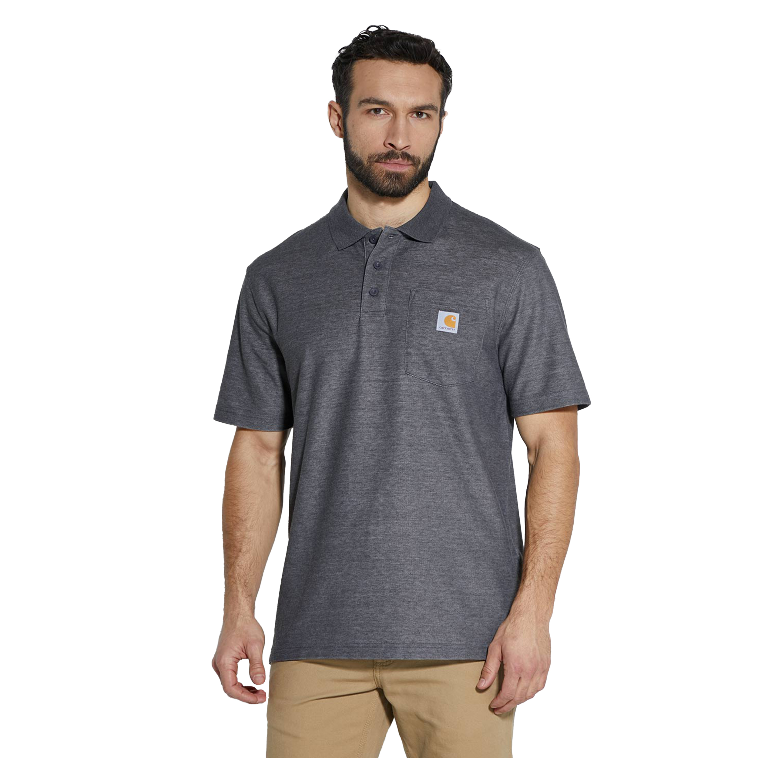 Koszulka Carhartt Polo Midweight Pocket - carbon heather