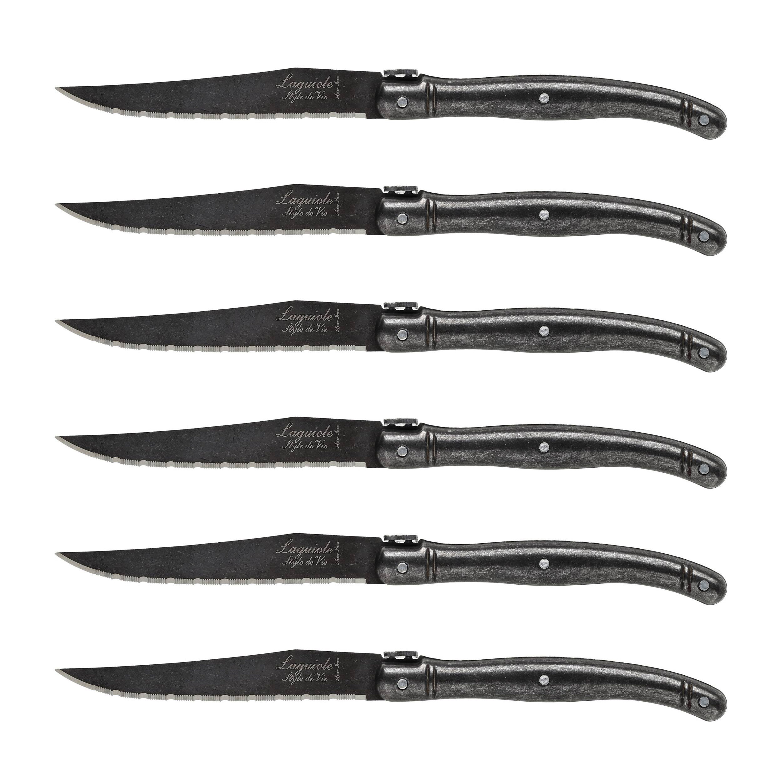 Nóż Laguiole do steków Black Stonewash 6 szt.