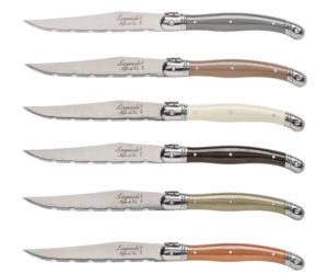 Nóż Laguiole do steków z stali nierdzewnej 6 sztuk w bloku drewnianym